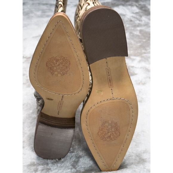 Vince Camuto BeaAnna Tan Leather Snake Print Knee High Boots Womens Size 7 - Picture 8 of 16